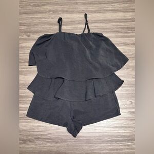 GLAM Black Ruffle Romper Size Small - NWT